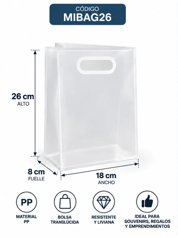 Bolsa traslúcida PP 18x8x26 cm para regalos