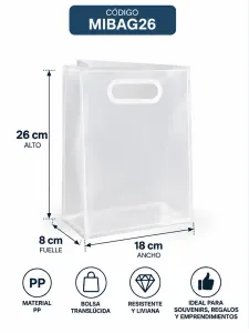 Bolsa traslúcida PP 18x8x26 cm para regalos