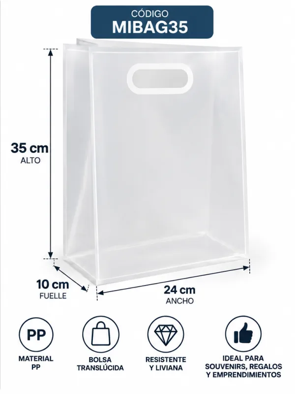 Bolsa traslúcida PP 18x10x35 cm para regalos