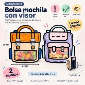 Bolsa mochila PET con visor 24x28x8 cm