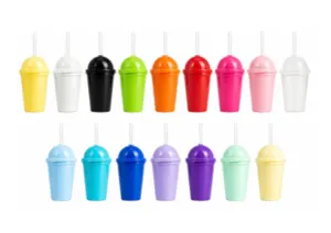 Vaso milk shake souvenirs 380cc con sorbete transparente.