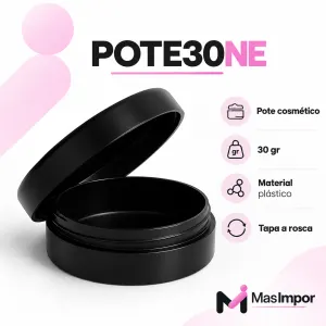 Pote Plástico Negro con Tapa a Rosca 30 ml